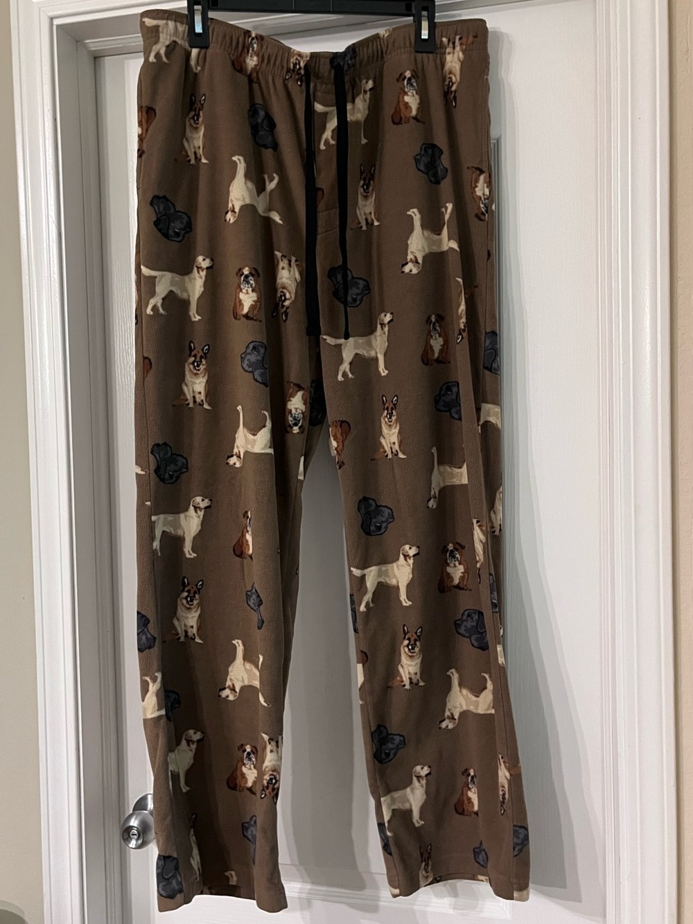 Croft & Barrow XLG Brown  Fleece Dog Design Pattern Pajama Lounge Pants